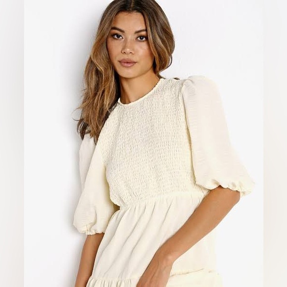 NWT En Saison smocked, tie back tiered tea length dress - tag price $111 SZ XS - Picture 3 of 10